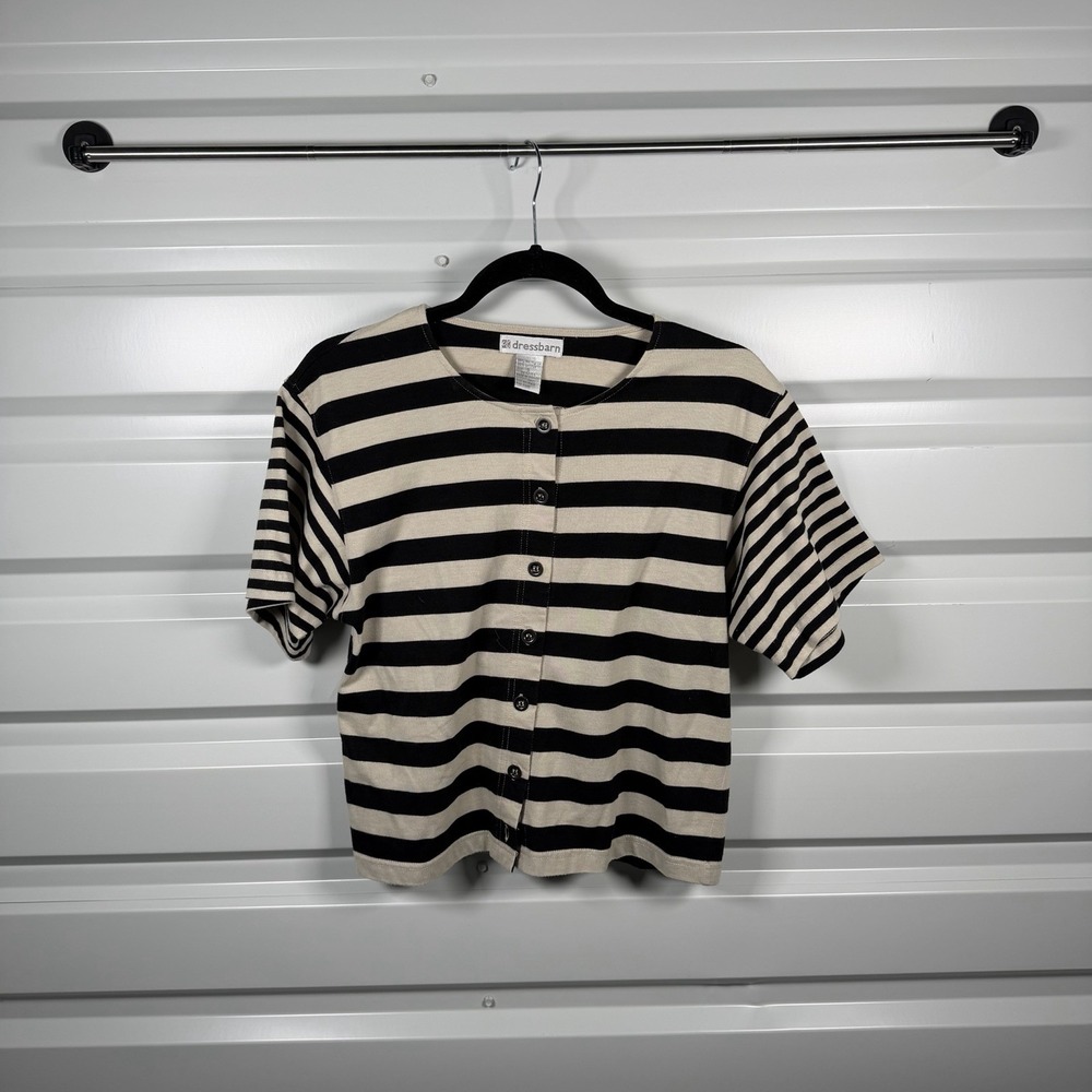 Vintage Dress Barn Cotton Striped Button Up Top
